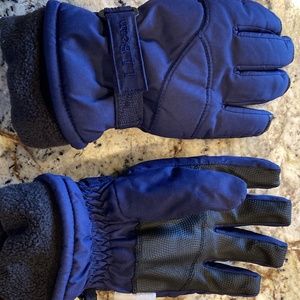 Kids LL Bean Winter Snow Ski Gloves Size Medium Navy & Black